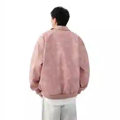 半空山 美式复古工装机车做旧情侣翻领宽松夹克外套 男女同款