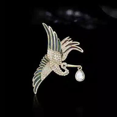兰盈 飞鸟原创设计 人造水晶 胸针 男女同款情侣款