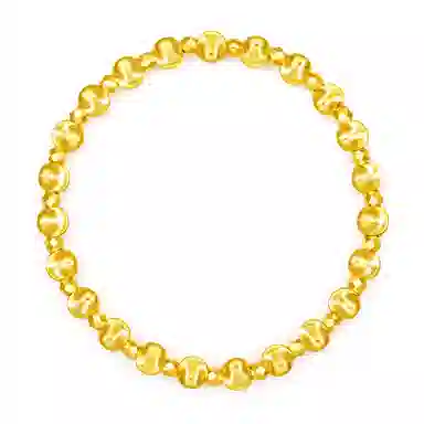 潮宏基 猫眼珠蹦迪珠 手饰大版 时尚简约优雅百搭通勤#好运 足金 按克计价 黄金手串 女款