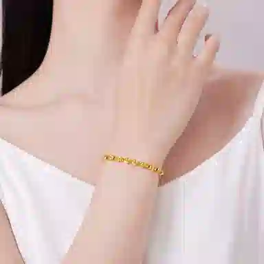 潮宏基 猫眼珠蹦迪珠 手饰大版 时尚简约优雅百搭通勤#好运 足金 按克计价 黄金手串 女款
