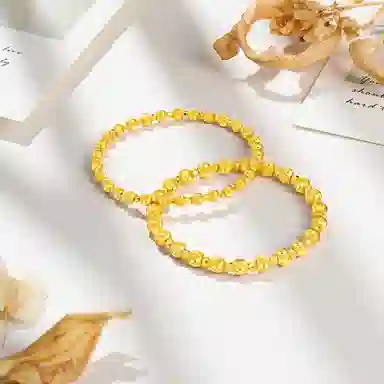 潮宏基 猫眼珠蹦迪珠 手饰大版 时尚简约优雅百搭通勤#好运 足金 按克计价 黄金手串 女款