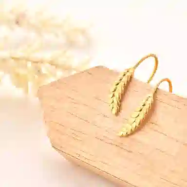 潮宏基 花韵 古法耳钩麦穗 小众个性 闺蜜浪漫女友恋爱告白生日周年纪念礼 足金 按克计价 黄金耳环 女款