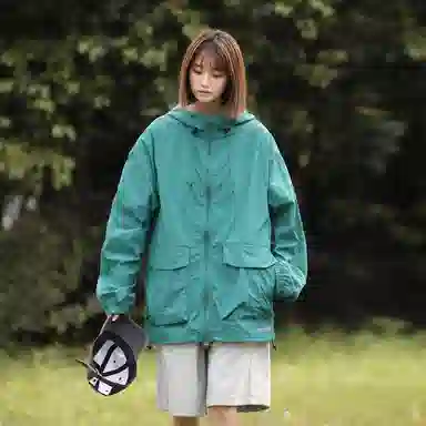 曼城 美式高街运动户外纯色多巴胺色系反光条透气舒适基础款日常通勤简约直筒连帽 超轻速干防虫防紫外线防晒服 男女同款