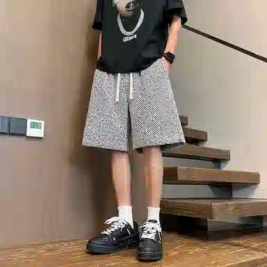 曼城 美式高街小香风细闪满天星宽松百搭抽绳高级感薄款舒适透气五分裤休闲短裤 男女同款