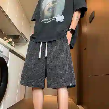 曼城 美式高街小香风细闪满天星宽松百搭抽绳高级感薄款舒适透气五分裤休闲短裤 男女同款