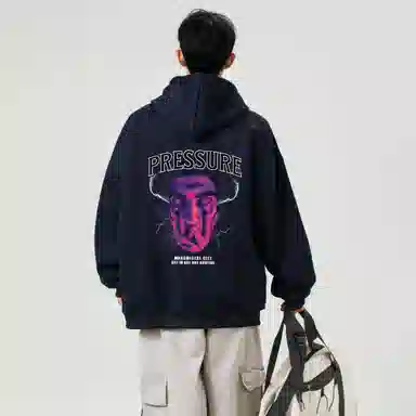 曼城 美式嘻哈高街风手绘涂鸦字母印花时尚潮流宽松落肩日常通勤休闲运动百搭复古柔软亲肤长袖套头连帽卫衣 男女同款