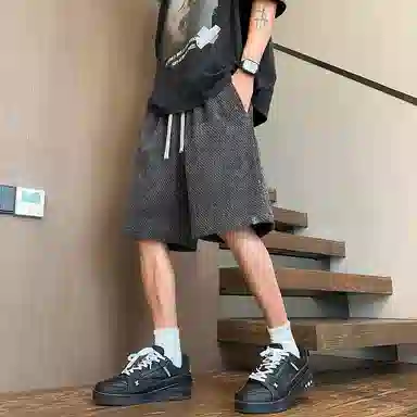 曼城 美式高街小香风细闪满天星宽松百搭抽绳高级感薄款舒适透气五分裤休闲短裤 男女同款