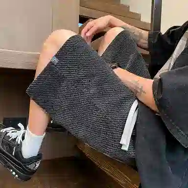 曼城 美式高街小香风细闪满天星宽松百搭抽绳高级感薄款舒适透气五分裤休闲短裤 男女同款