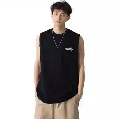 曼城 美式高街纯色休闲圆领无袖背心 男女同款