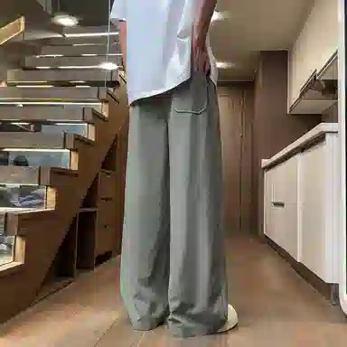 曼城 速干冰丝薄款美式宽松直筒阔腿松紧腰垂感百搭休闲裤 男女同款