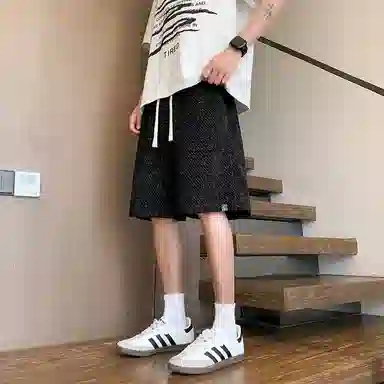 曼城 美式高街小香风细闪满天星宽松百搭抽绳高级感薄款舒适透气五分裤休闲短裤 男女同款