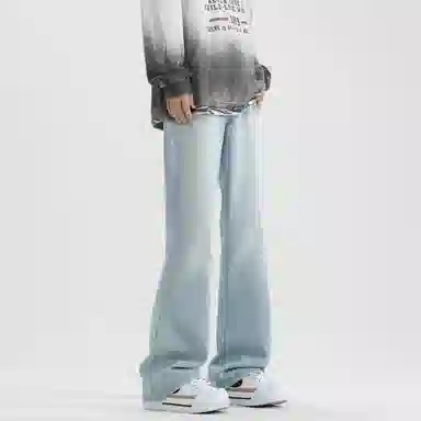 曼城 美式复古怀旧基础款水洗做旧弹力宽松显高显瘦日常通勤垂感窄版柔软舒适百搭透气废土风伐木卡哈特拉链休闲直筒牛仔裤 男女同款