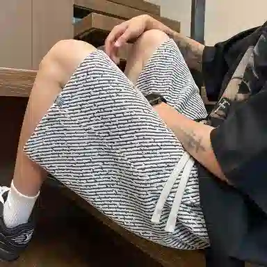 曼城 美式高街小香风细闪满天星宽松百搭抽绳高级感薄款舒适透气五分裤休闲短裤 男女同款