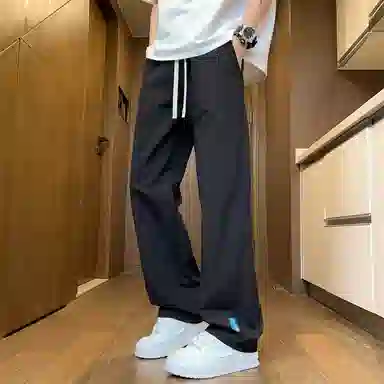 曼城 凉感舒适透气奶芙宽松直筒简约韩版轻薄时尚百搭垂感日常户外通勤休闲裤 男女同款
