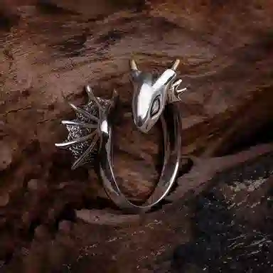 KING OF BLING Little Flying Dragon Open Ring Luck Alloy