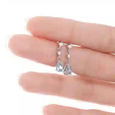 尚先生 冷淡风轻奢小众高级感 浅蓝水滴甜酷辣妹风闪耀波光粼粼 合金 耳钉 男女同款情侣款