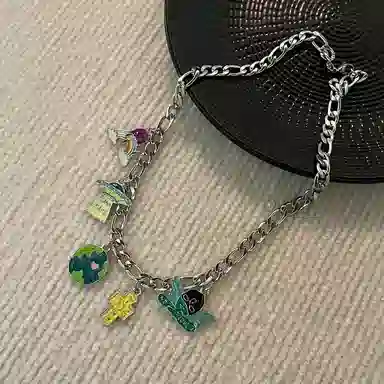 KING OF BLING Alien Planet Necklace