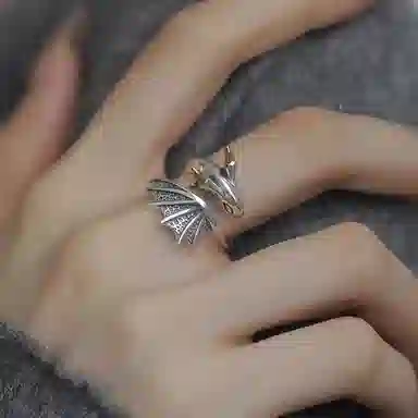 KING OF BLING Little Flying Dragon Open Ring Luck Alloy