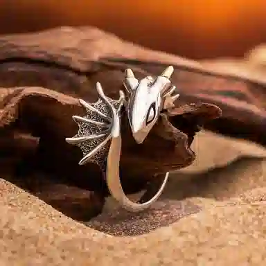KING OF BLING Little Flying Dragon Open Ring Luck Alloy