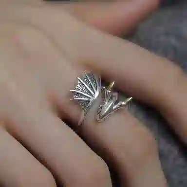 KING OF BLING Little Flying Dragon Open Ring Luck Alloy