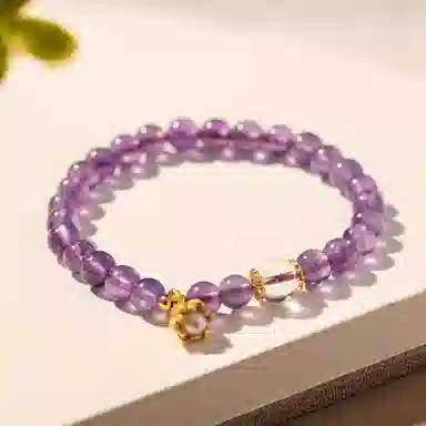 克兰茜 紫气东来 紫韵幽然转运珠 前程似锦梦幻紫晶新中式国风圆珠串 小众轻奢设计高级感能量磁场 精美礼盒装 好运 紫水晶 手串 女款