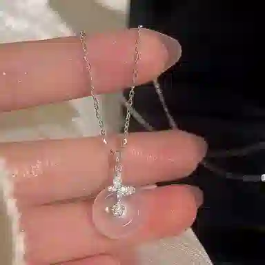 【高品质 I 附证书】 克兰茜 多喜乐长安宁  新中式国风清冷感平安扣福蝶小众设计高级感锁骨链 精致百搭轻奢好运 玉髓 项链 女款