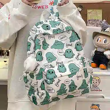 草丛喵喵喵 可爱小幽灵百搭高颜值小众 尼龙 双肩包 女款 多色