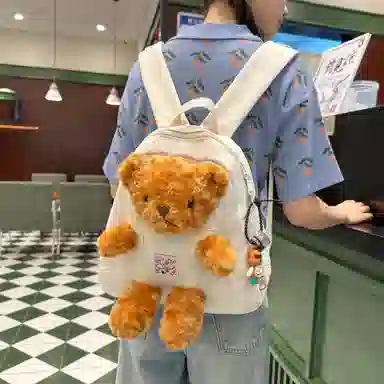 草丛喵喵喵 可爱小熊高颜值百搭时尚 尼龙 双肩包 女款 多色