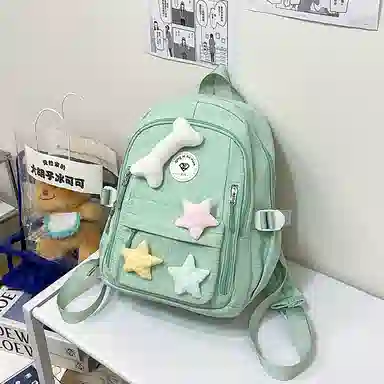 草丛喵喵喵 星星图案小众设计高级感可爱简约百搭 尼龙 双肩包 女款 多色