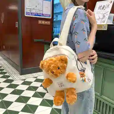 草丛喵喵喵 可爱小熊高颜值百搭时尚 尼龙 双肩包 女款 多色