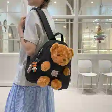 草丛喵喵喵 可爱小熊高颜值百搭时尚 尼龙 双肩包 女款 多色