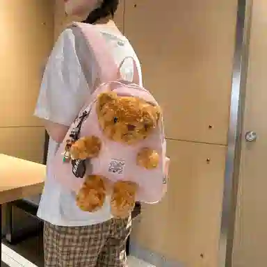 草丛喵喵喵 可爱小熊高颜值百搭时尚 尼龙 双肩包 女款 多色