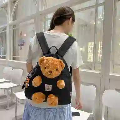 草丛喵喵喵 可爱小熊高颜值百搭时尚 尼龙 双肩包 女款 多色