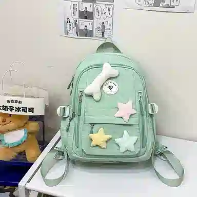 草丛喵喵喵 星星图案小众设计高级感可爱简约百搭 尼龙 双肩包 女款 多色