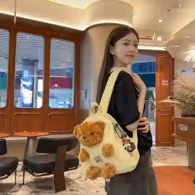 草丛喵喵喵 可爱小熊高颜值百搭时尚 尼龙 双肩包 女款 多色