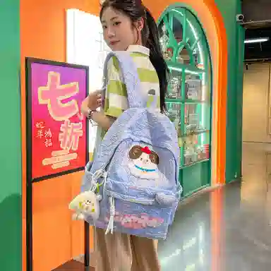 草丛喵喵喵 韩版可爱高颜值百搭 尼龙 书包背包双肩包 女款 多色