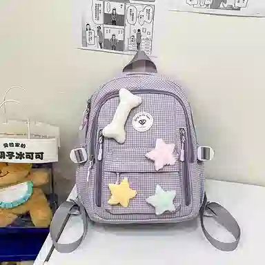 草丛喵喵喵 星星图案小众设计高级感可爱简约百搭 尼龙 双肩包 女款 多色