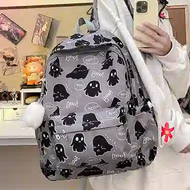 草丛喵喵喵 可爱小幽灵百搭高颜值小众 尼龙 双肩包 女款 多色