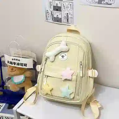 草丛喵喵喵 星星图案小众设计高级感可爱简约百搭 尼龙 双肩包 女款 多色