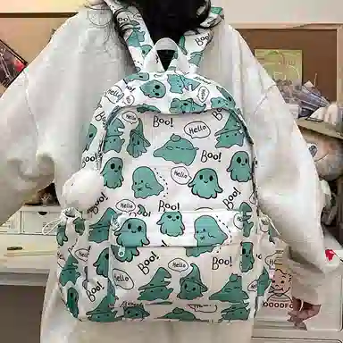 草丛喵喵喵 可爱小幽灵百搭高颜值小众 尼龙 双肩包 女款 多色