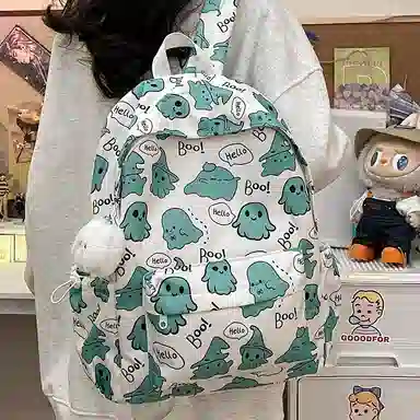 草丛喵喵喵 可爱小幽灵百搭高颜值小众 尼龙 双肩包 女款 多色