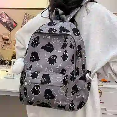 草丛喵喵喵 可爱小幽灵百搭高颜值小众 尼龙 双肩包 女款 多色