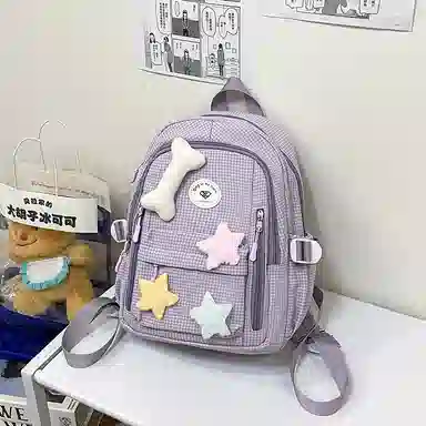 草丛喵喵喵 星星图案小众设计高级感可爱简约百搭 尼龙 双肩包 女款 多色