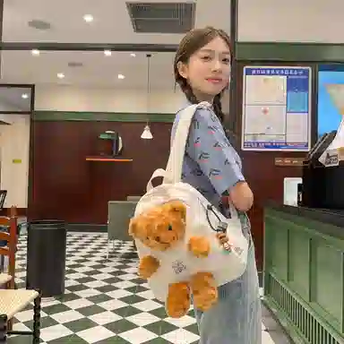 草丛喵喵喵 可爱小熊高颜值百搭时尚 尼龙 双肩包 女款 多色