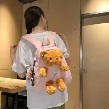 草丛喵喵喵 可爱小熊高颜值百搭时尚 尼龙 双肩包 女款 多色