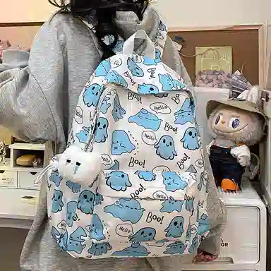 草丛喵喵喵 可爱小幽灵百搭高颜值小众 尼龙 双肩包 女款 多色