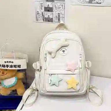 草丛喵喵喵 星星图案小众设计高级感可爱简约百搭 尼龙 双肩包 女款 多色