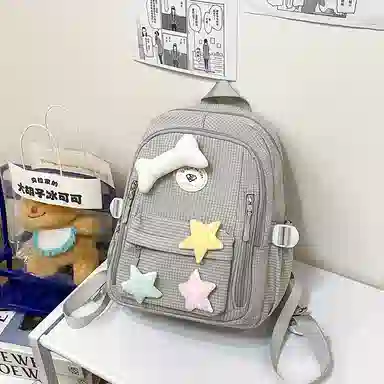 草丛喵喵喵 星星图案小众设计高级感可爱简约百搭 尼龙 双肩包 女款 多色