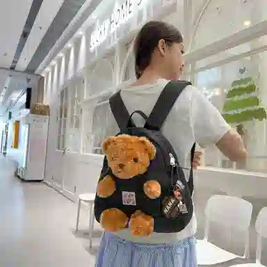 草丛喵喵喵 可爱小熊高颜值百搭时尚 尼龙 双肩包 女款 多色