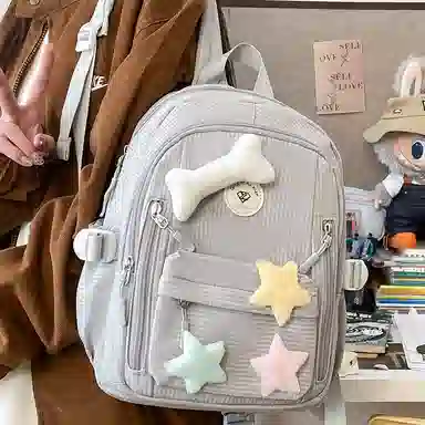 草丛喵喵喵 星星图案小众设计高级感可爱简约百搭 尼龙 双肩包 女款 多色